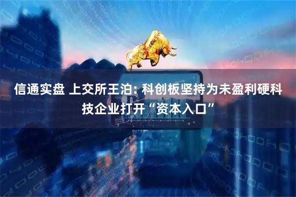 信通实盘 上交所王泊: 科创板坚持为未盈利硬科技企业打开“资本入口”